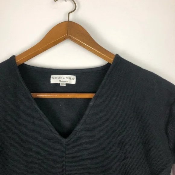 Madewell Texture & Thread Long Sleeve Tie-front Black Top - Picture 6 of 6